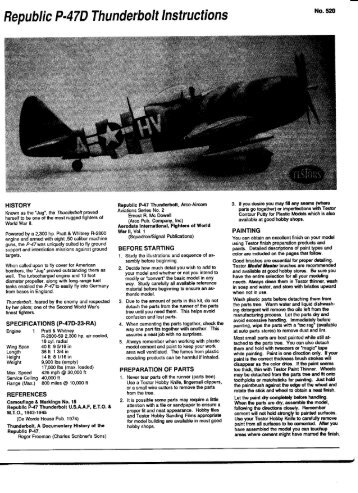 Republic P-47D Thunderbolt Instructions - Testors