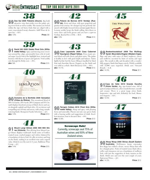 Top 100 Best Buys 2011 - Wine Enthusiast Magazine