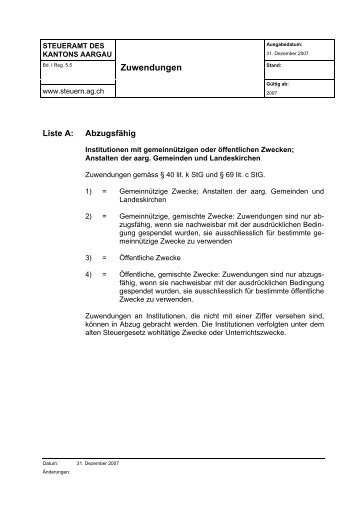 Zuwendungen - Treuhand-DB.ch GmbH