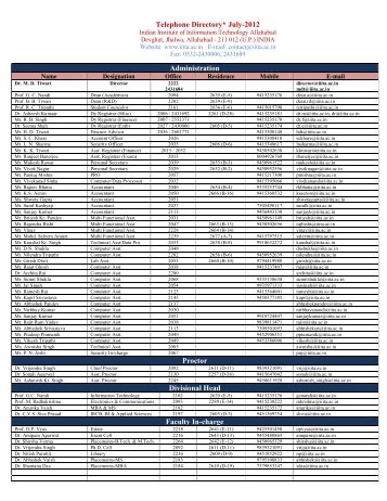 Telephone Directory* July-2012 Administration Proctor Divisional ...