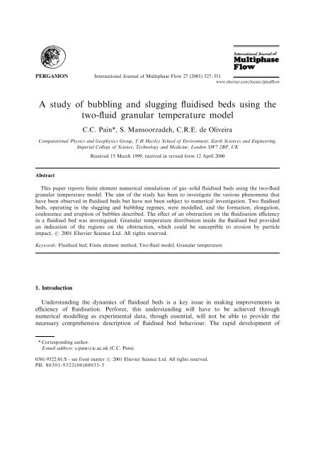 A study of bubbling and slugging fluidised beds using the two-fluid ...