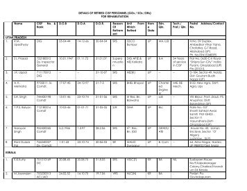 DETAILS OF RETIRED CISF PERSONNEL - Central Industrial ...