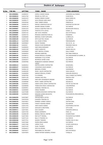 Sultanpur Dealers of - Commercial Tax
