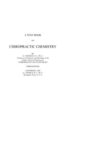 Chiropractic Chemistry – 1920 - The RockStar Chiropractic Project