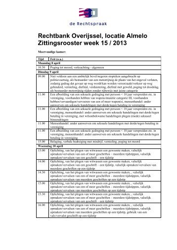 Zittingsrooster Strafrechter Almelo week 15 - Rechtspraak.nl