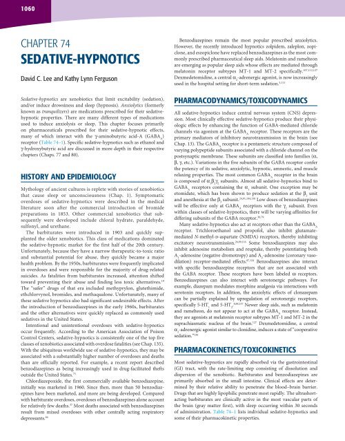 Chapter 74 Sedative-Hypnotics - Goldfrank's Toxicologic Emergencies