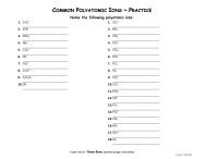 COMMON POLYATOMIC IONS ~ PRACTICE - Eastfield College