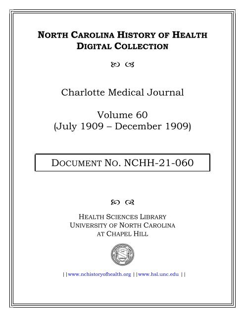 Vol. 60, 1909 - University of North Carolina at Chapel Hill