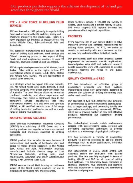 RTE Drilling Fluids Brochure - RTE Group