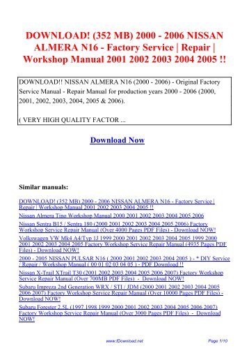 nissan almera tino all models pdf