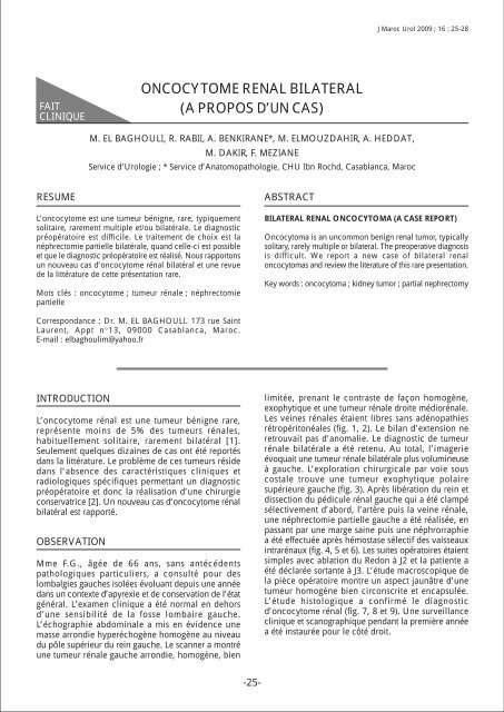 oncocytome renal bilateral (a propos d'un cas) - Lazraq info