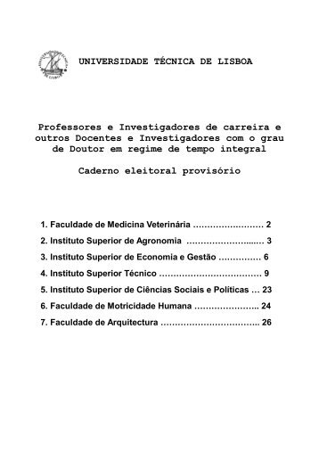 UNIVERSIDADE TÉCNICA DE LISBOA Professores e ...