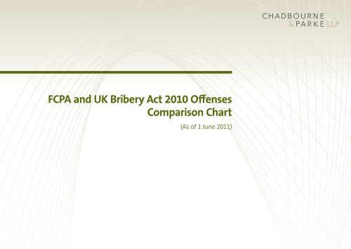 FCPA and UK Bribery Act 2010 Offenses Comparison Chart