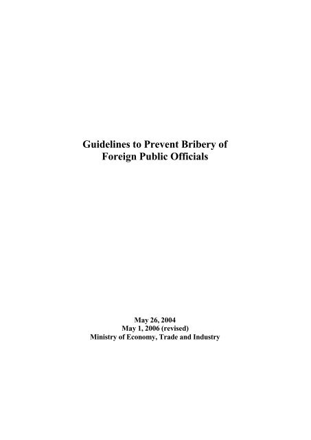 Guidelines to Prevent Bribery of Foreign Public Officials