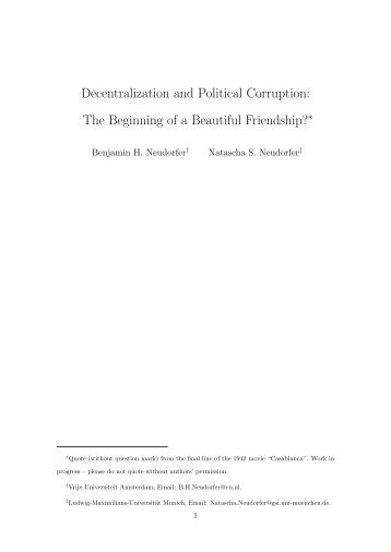 Decentralization and Political Corruption: The Beginning of ... - falw.vu