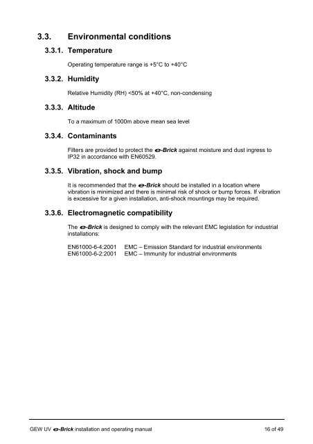 e-brick installation and user manual - GEW UV System v1.0