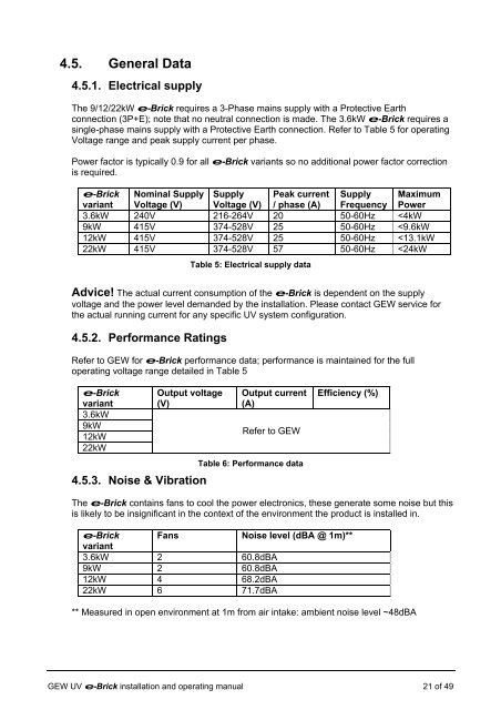 e-brick installation and user manual - GEW UV System v1.0