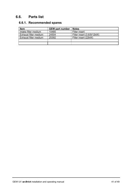 e-brick installation and user manual - GEW UV System v1.0