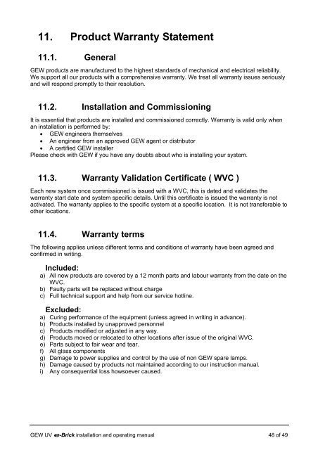 e-brick installation and user manual - GEW UV System v1.0