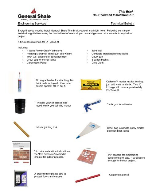 Thin Brick Do It Yourself Kit General Shale - 