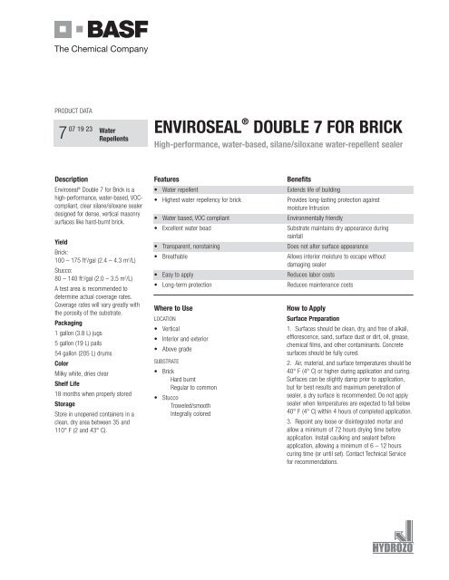 Enviroseal® Double 7 for Brick - Building Systems - BASF.com