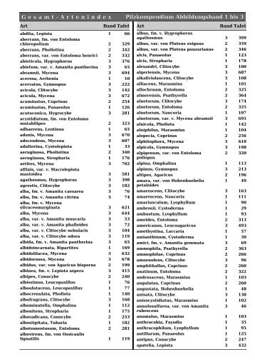 Der Pilzkompendium-Gesamt-Artenindex (Bände 1 bis 3 - fungicon