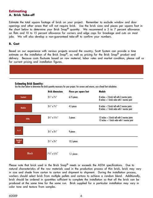 Brick Snap® Installation Guide (pdf) - Scott System