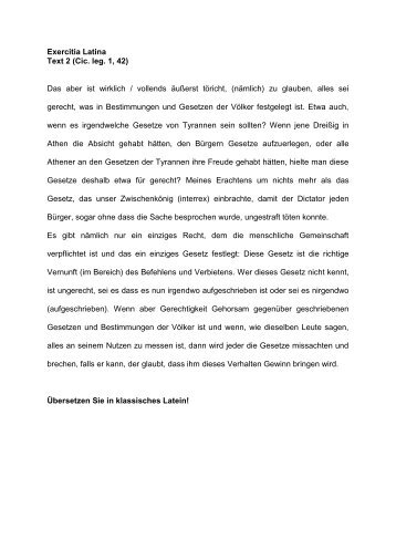 Exercitia Latina Text 2 (Cic. leg. 1, 42) Das aber ist wirklich ...