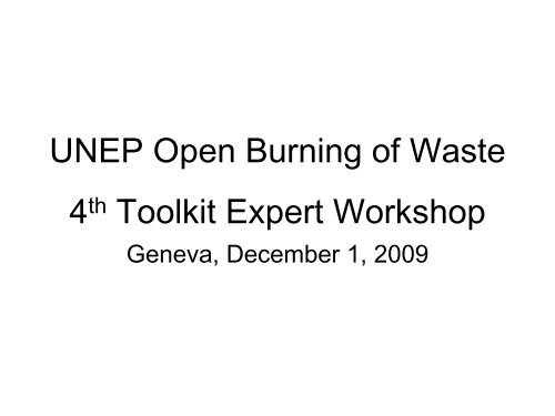 UNEP Open Burning of Waste