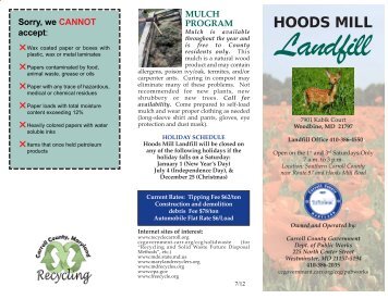Hoods Mill Landfill Brochure - Carroll County Government
