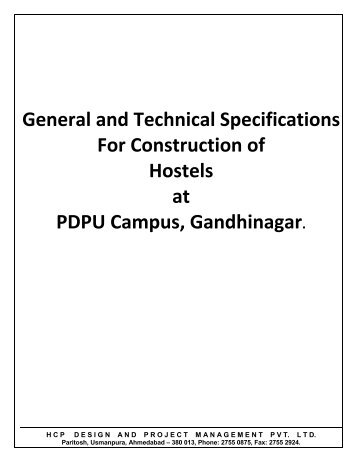 General and Technical Specifications For Construction of Hostels at ...