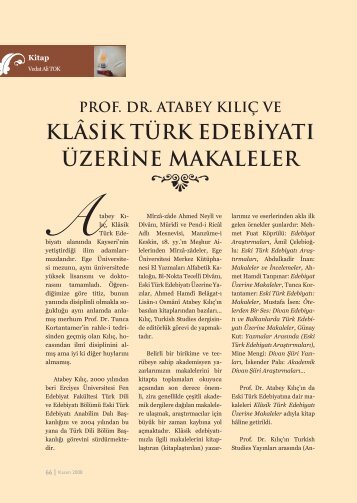 KLÂSİK TÜRK EDEBİYATI ÜZERİNE MAKALELER