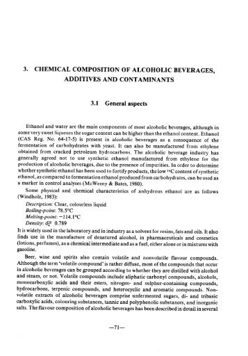 Chemical Composition of Alcoholic Beverages, Additives and