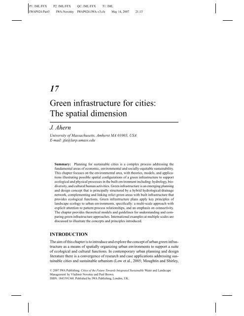 Green infrastructure for cities: The spatial dimension - University of ...