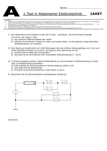 1.Test in Allgemeiner Elektrotechnik 1AHET - T-i-p-s.at