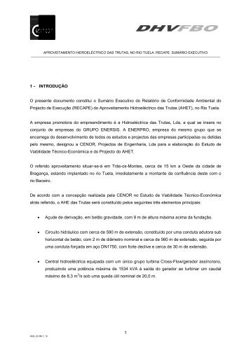 aproveitamento hidroeléctrico das trutas, no rio tuela. recape ...