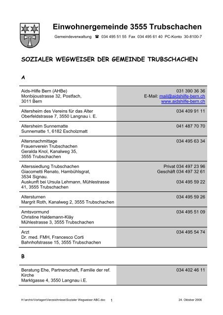 Einwohnergemeinde 3555 Trubschachen