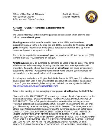 AIRSOFT GUNS – Parental Considerations - Jefferson County