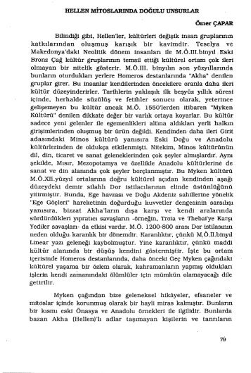 Ömer Çapar, Helen Mitoslarında Doğulu Unsurlar, s. 79-90.