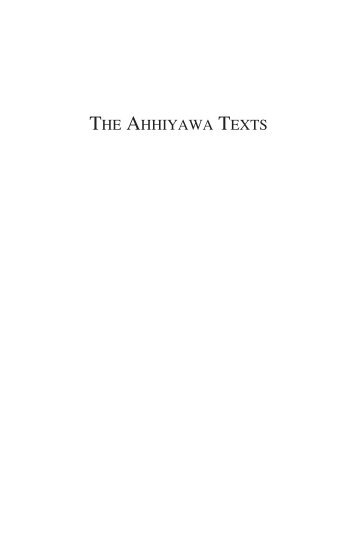 The AhhiyAwA TexTs - Society of Biblical Literature