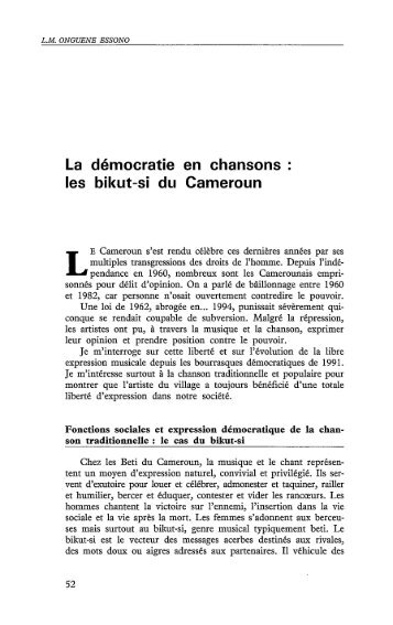 La démocratie en chansons : les bikut-si du ... - Politique Africaine