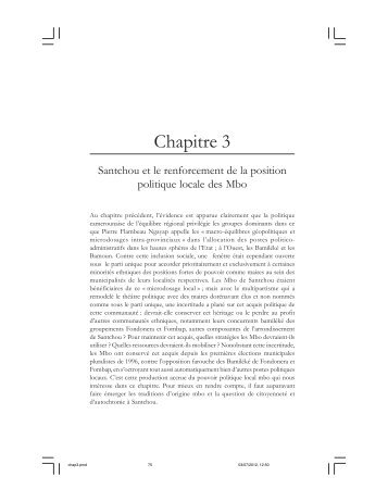 Santchou et le renforcement de la position politique - codesria