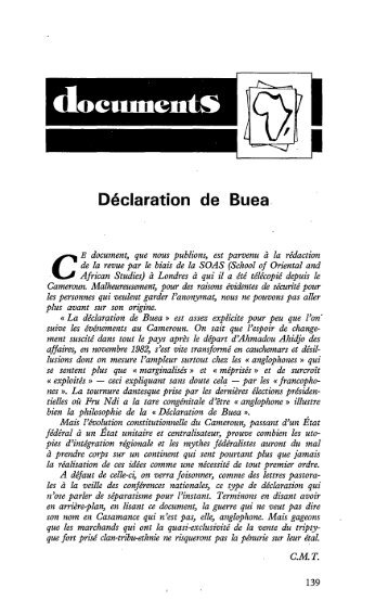 Déclaration de Buea - Politique Africaine