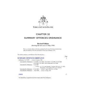 CHAPTER 32 SUMMARY OFFENCES ORDINANCE