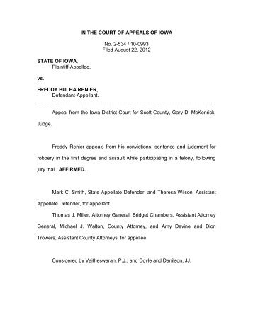 IN THE COURT OF APPEALS OF IOWA No. 2-534 / 10-0993 Filed ...