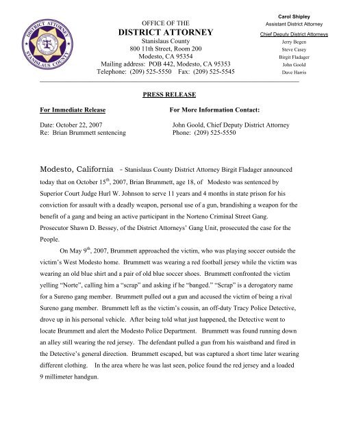 10/15/07 - Stanislaus County District Attorney