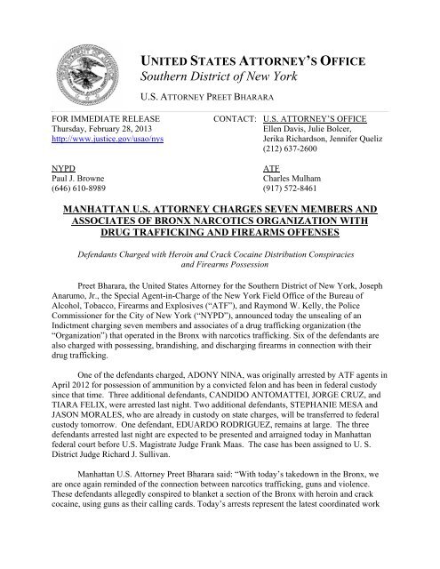 Manhattan U.S. Attorney Charges Seven Members and Associates ...