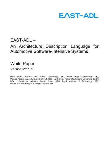 EAST-ADL – An Architecture Description Language for ... - maenad