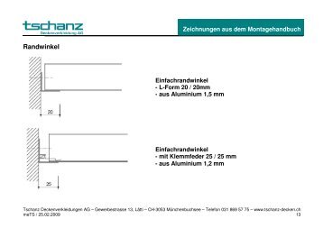 Masse Randwinkel - Tschanz Deckenverkleidungen AG