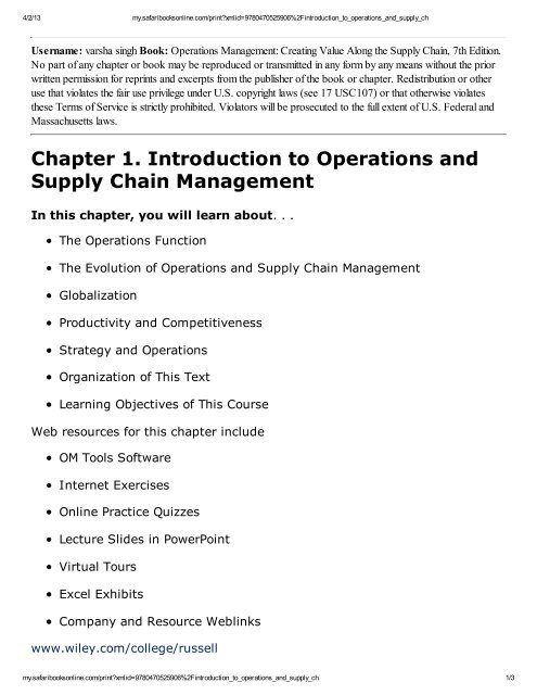 Chapter 1. Introduction to Operations and Supply Chain Management